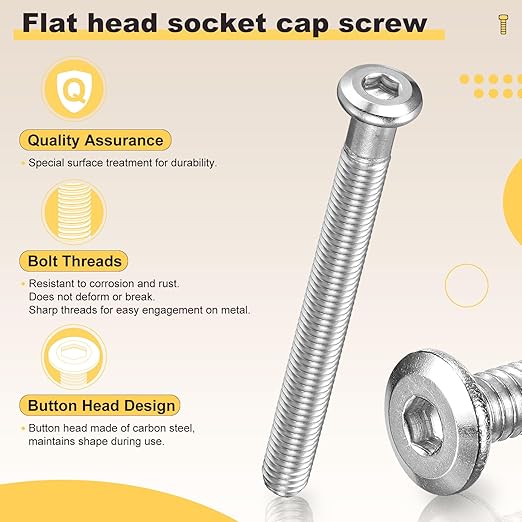 METALLIXITY Furniture Crib Screws Replacement Set with Wrench(M6-1x16/20/25/30/35/40/45/50/55/60/65/70/75/80mm) 141Pcs, for Chair Cabinet Bed, Silver