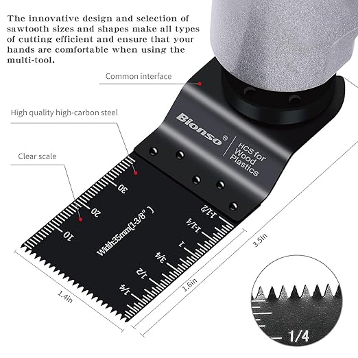 Bionso 60PCS Oscillating Tool Blade Cuts Wood Plastics, Sharp Durable Multitool Blades, Quick Release Multi Tool Blades Kits, Oscillating Saw Blades Fit Dewalt Milwaukee Ryobi Makita Worx Wen Rockwell