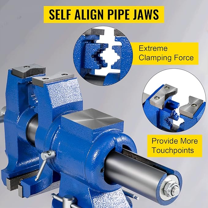 VEVOR Bench Vise 6 Inch, Double Swivel Rotating Heavy Duty Vise Head/Body Rotates 360째,Pipe Vise Bench Vices 30Kn Clamping Force,for Clamping Fixing Equipment Home or Industrial Use