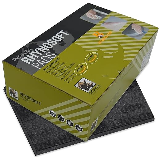 Indasa Rhynosoft Foam Sanding Pads - 4.5" x 5.5",Hook and Loop, 1500 Grit, Redline, Flexible,Tear-Resistant, Ideal for Automotive, Wood,& Finishing (Pack of 20 Pads)