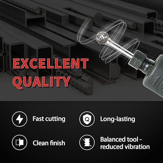 S&F STEAD & FAST Carbide Burr with 1/4??Shank 1/2??Cutter Dia 1/2??Length, Professional Grade Tungsten File, Die Grinder Bit for Metals, Rotary File Ball Shape, Grinding Burr Bit