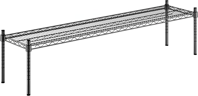 14" x 60" x 14" Black Epoxy Wire Storage Shelf, Dunnage Rack, Commercial 1 Tier Small Shelf
