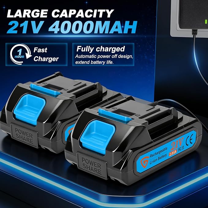 Cordless 18 Gauge Brad Nailer, 2-in-1 21V Nail Gun with 2횞2.0Ah Batteries & Charger, Fast Nailing, Includes 1000 Nails for Woodworking, Trim & Home Projects