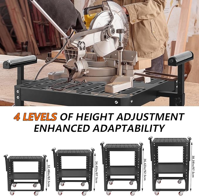 Planer Stand with Wheels,550 lbs Load Capacity Power Tool Stand,Height Adjustable Miter Saw Stand,Planer Table Stand with Extension Rollers, for Most Planers, Saws, Bench-top Machines, Power Tools