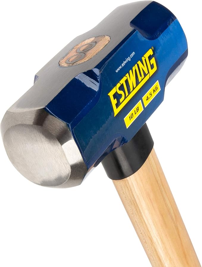 Estwing 10-Pound Hard Face Sledge Hammer - 36-Inch Hickory Handle, Ergonomic Grip, Durable Construction for Demolition & Stake Driving