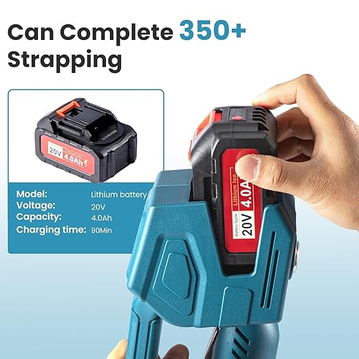 MorNon Electric Strapping Machine with LCD Display, Automatic Handheld Banding Tool for 13-16mm PP PET Straps, 2횞4000mAh Batteries, Portable Packaging Tensioner for Boxes and Pallets