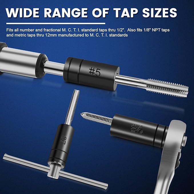70500 Tap Socket Set, 8-Piece 1/4" & 3/8" Drive Taps Sockets Adapter for Socket Wrench Set Use, Fits All MCTI Taps Thru 1/2??& 1/8" NPT Taps