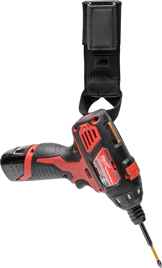 Diamondback Gun Loop Drill Holster - Durable SuperFabric Drill Holder for Tool Belt - Professional-Grade Tool Belt Drill Holster for Nail Guns, Driver, Chalk Line and Tools - Black, 7" x 2"