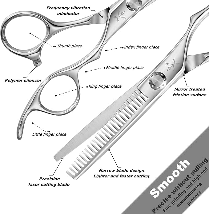 High-end Professional Hair Thinning Scissors Hair Cutting Teeth Shears Barber Hairdressing Texturizing Scissor Extremely Very Sharp 5.5 Inch Stainless Steel Alloy For Men,Women,Salon & Home