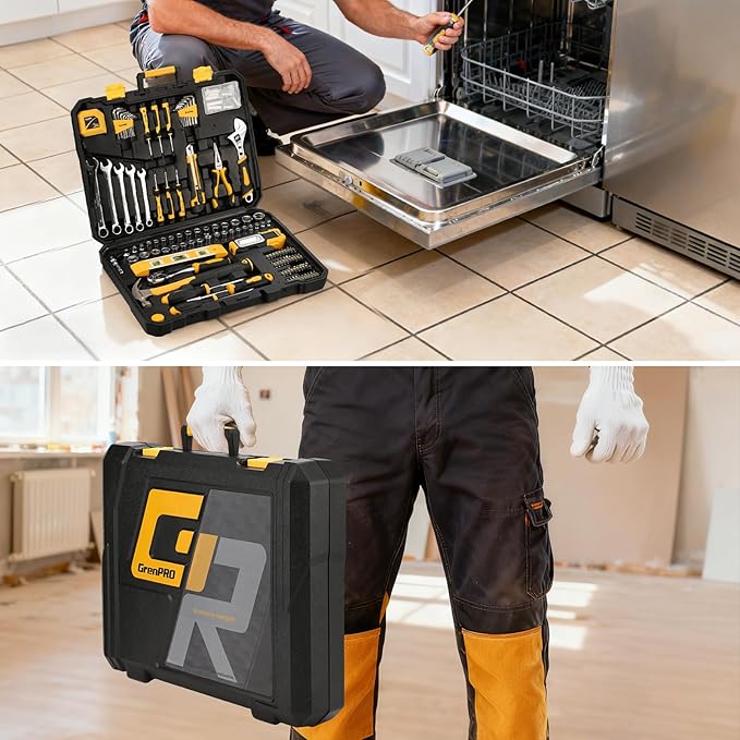 GRENPRO 219PCS Tool Set Tool Kit For Home, Car Motorcycle Automotive Basic Dorm Starter Household Hand Tool Kits, Mechanics Tools Set For Women, Portable Plastic Tool Boxes Organizers And Storage Case