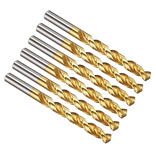 PATIKIL 12.5mm Drill Bit, M42 8% Cobalt High-Speed Steel Jobber Straight Shank 135° Titanium Nitride (TiN) Coated for Hard Metal Stainless Steel - 6 Pack