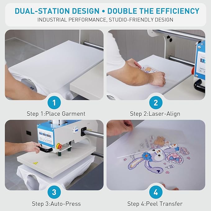 16?쓝24??Commercial Heat Press Machine, Pneumatic Up Sliding, for T-Shirts Garments Bag Textile Curtain, Digital Industrial Sublimation Printer for Sublimation Vinyl Heat Transfer Projects