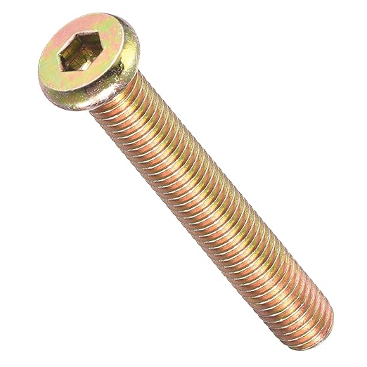 METALLIXITY Flat Head Hex Socket Cap Screws Bolts(M8-1.25x60) 5Pcs, Steel Hex Socket Furniture Bolts Screws - for Furniture Woodworking Project, Yellow