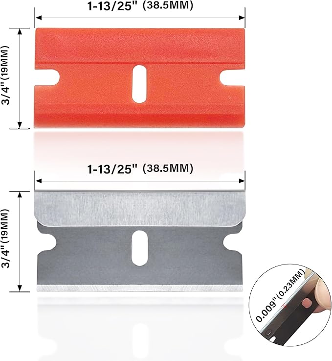 HAUTMEC Razor Blade Scraper Tool With 24Pcs Extra Blades, 10 Plastic Rozor Blades, 14 Carbon Steel Razor Blades, Removing Decals, Stickers, Labels for Glass, Tile, Window, Car, Cooktops 25031