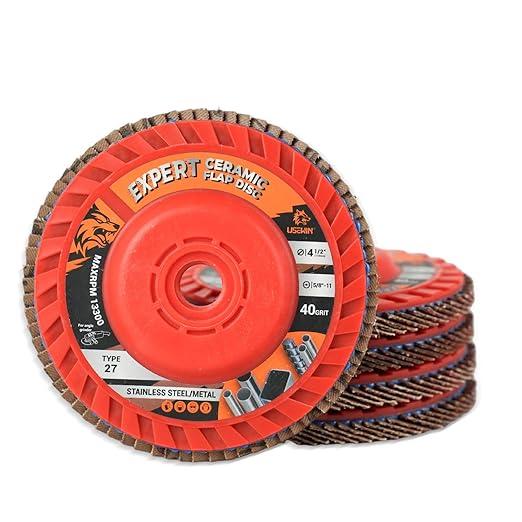 Expert Ceramic Flap Disc 4 1/2 for Angle Grinder, 40 Grit Type 27 Flap Sanding Disc, High Density Trimmable Grinding Wheels for Stainless Steel, Sheet Metal (5 Pack)