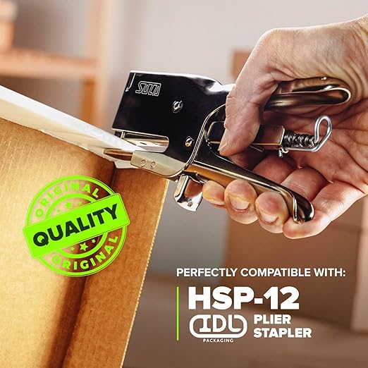 IDL Packaging Heavy Duty Staples for Plier HSP-12, 7/16" x 1/12" x 0.04" (10 Boxes, 50000 Pcs) - Non-Rusting, Durable Industrial Staples