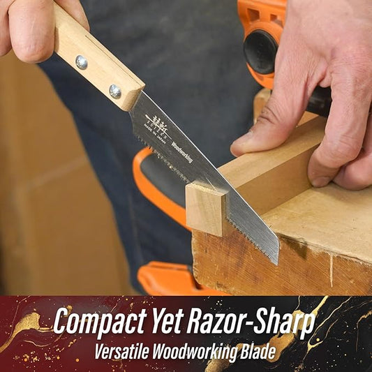 SUIZAN Small Hand Saw 5" Versatile Wood Blade - Compact Japanese Pullsaw Single Edge Woodworking Tools