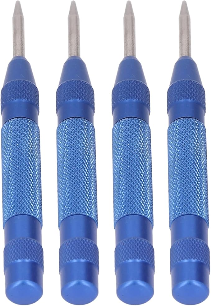 Center Punch, 4Pcs 5inches Center Punch Automatic High Speed Steel Tool Set Kit for Furniture Installation Machine Maintenance (Blue)