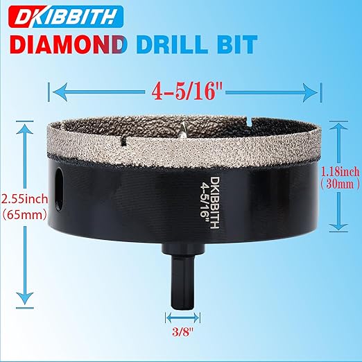 4-5/16" Diamond Hole-Saw Bits with Pilot Drill Bit 4-5/16 in Diamond Tipped Tile Hole Saws with Guiding Bit for Accurate Drilling, for Porcelain Tile Ceramic Pottery Granite Stone Glass Bottles 110mm