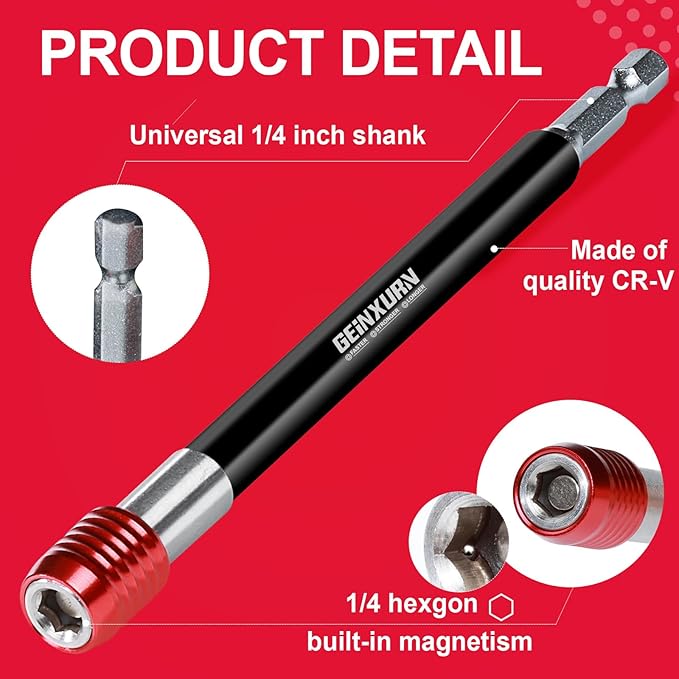 6??Impact Screwdriver Bit Holders Extra Long, Magnetic Extension Quick-Change Socket Drill Bit Holder Cr-V Steel Hex Shank Quick Release Drill Bit Guide