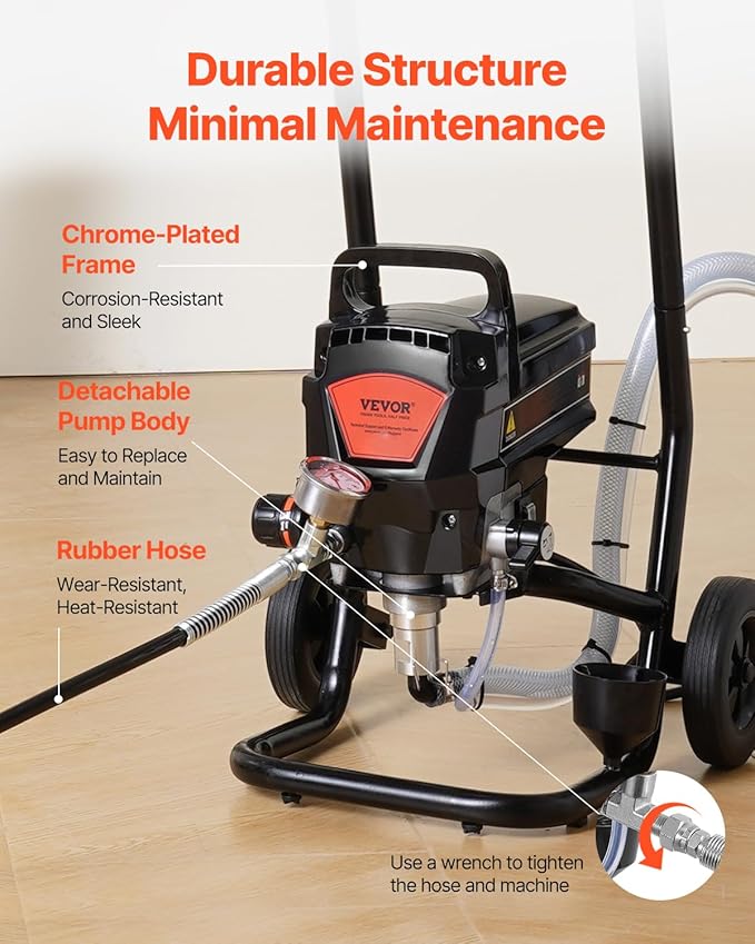 VEVOR Stand Airless Paint Sprayer with Cart, 950W 3000PSI High Efficiency Electric Airless Sprayer, Fine and Even Painting Effect, Paint Sprayers for Home Interior and Exterior Furniture and Fences
