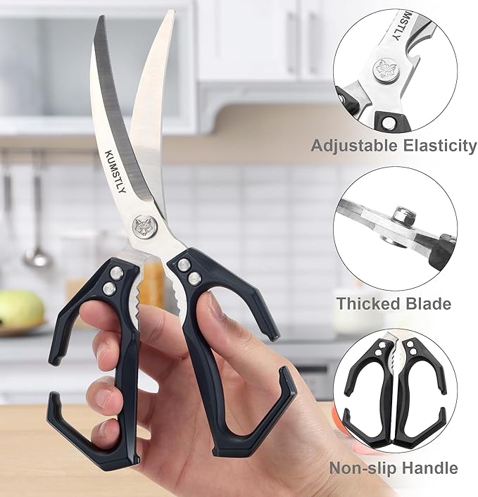 Heavy Duty Kitchen Shears & Poultry Scissors Professional All Purpose Stainless Steel Kitchen Scissors for Food, Meat, Herbs, Pizza, Bones, Ergonomic Cooking Shears