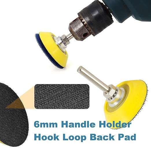 2inch 50mm Electroplated Diamond Sanding Pad, 60/100/200/4000Grit Grinding Sandpaper Pad & 6mm Round Handle Hook and Loop Backing Holder for Detail Fine Buffing Polishing Trimming (5Pcs/Set)