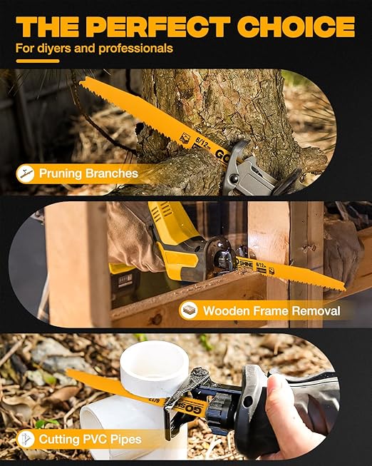 10 Pack 9 Inch 6/12 TPI Reciprocating Saw Blades for Nail-Embedded Wood,Bi-Metal Blades for Cutting Stud and Nail PVC Pallets etc