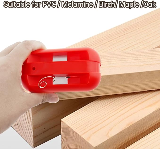 Edge Banding Trimmer with 6pcs Tungsten Carbide Blades, Screwdriver, Hand Planer Edge Bander, Manual Edge Banding Cutter for PVC ABS Melamine, Red