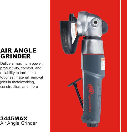 Ingersoll Rand 3445MAX Air Angle Grinder/Cutoff Tool, 4.5" Wheel, 12,000 rpm, 0.88 hp, 5/8"-11 Thread, Rear Exhaust