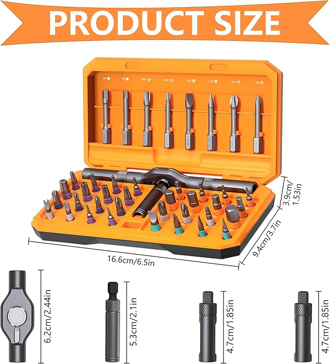 42-in-one magnetic ratchet screwdriver set, [S2 steel] 40-position + T-shaped handle, suitable for home use, automobiles, bicycles, motorcycles, electronic repair - portable tool storage box.