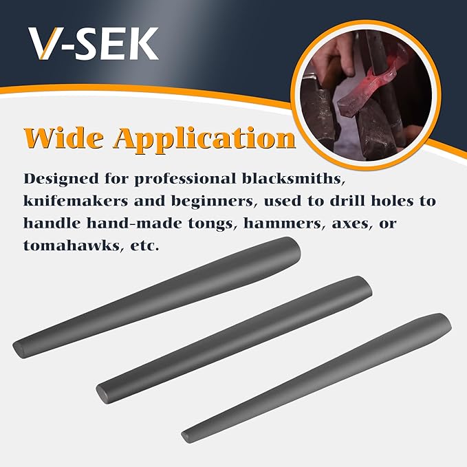 Blacksmith Drift Kit Bladesmith Hammer Eye Drift Tool Set For Forging Tongs, Tomahawk, Axe (3 Pack with Different Sizes)