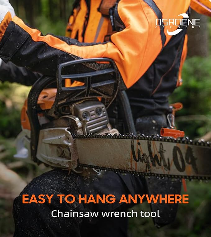 OSROENE Chainsaw Wrench, 2 Pack Orange Chainsaw Tool Chain Saw Scrench with Hook, 13 by 19mm 1/2x3/4 T Wrench Spanner Tool (2, Orange)
