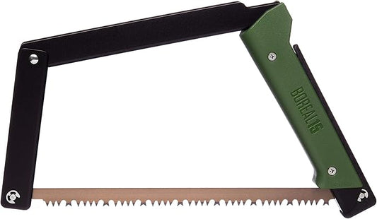 AGAWA - BOREAL15-15 Inch Folding Saw with All-Purpose Saw Blade - Camping Gear For Hiking, Fishing, Hunting, Bushcraft & Survival Kit (Black Frame/Green Handle)
