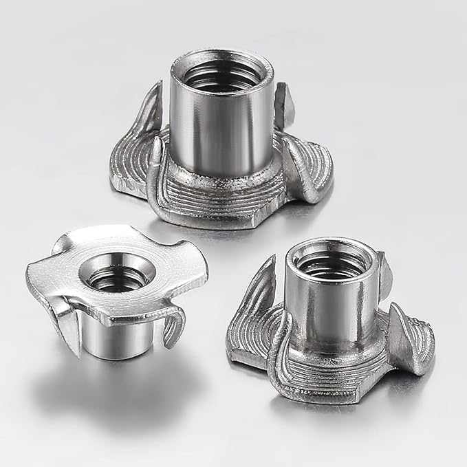 50pcs 3/8"-16 T-nut 304 Stainless Steel Four-jaw - for Home, Hotel Outdoor Threaded Insertion