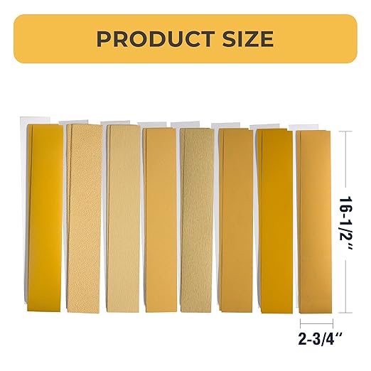 S SATC 2-3/4" x 16-1/2" PSA Longboard Sandpaper Sheets 40PCS Long Board Sand Paper 40/80/120/220/320/400/600/800 Grit Assortment for Woodworking,Automotive,Hand Sanding Block