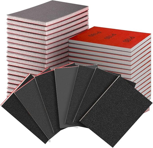 24 Pcs Sanding Sponge 80-3000 Grit Sandpaper Assortment, Washable and Reusable Sanding Blocks, Wet/Dry Sandpaper for Wood, Metal, Drywall, Furniture Polishing