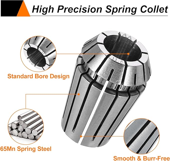 HARFINGTON Spring Collet Chuck ER20 11.5mm 65Mn Spring Steel Precision Router Collets for CNC Engraving Milling Lathe Tool