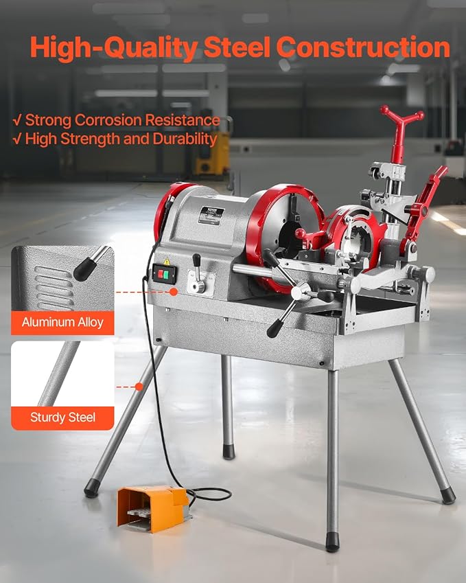 VEVOR Electric Pipe Threader Machine, 750W 28RPM Threading Cutting Machine, 1/2 to 2 inch Pipes Threading Cutter Tool with Foot Pedal for Plumbing, Automotive Repairs, Metalworking