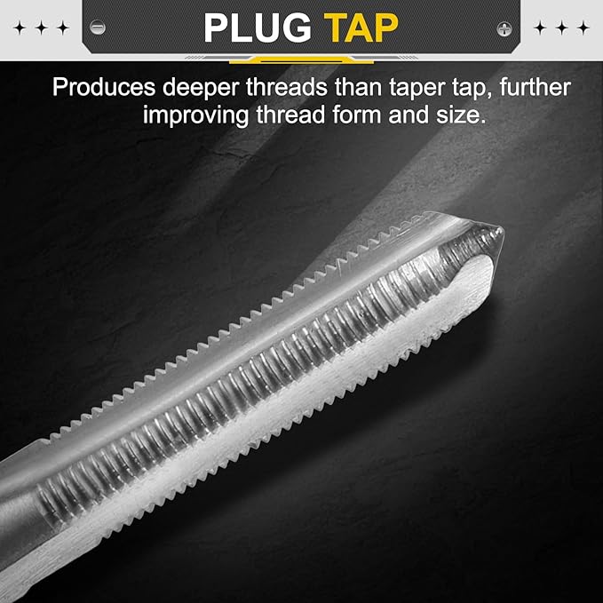 uxcell Hand Plug Tap M4.5 x 0.5 H2 Metric Thread Plug Style Taps Straight Flute Screw Tapping Threading Tool High Speed Steel HSS6542