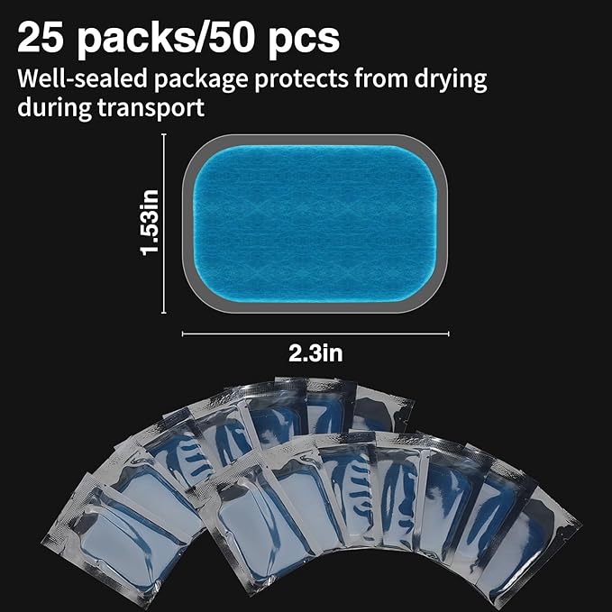 PAMASE 50/80 Pcs Gel Pads for Abs Stimulator - Replacement Pads for Abdominal Muscle Trainer, Reusable Ab Workout Toner Belt Accessory
