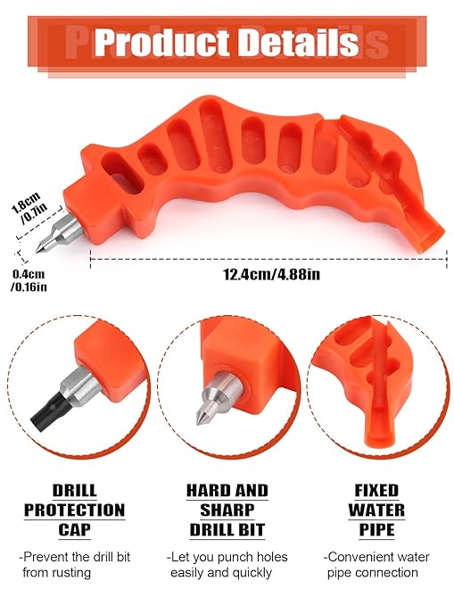 Kalolary 2Pcs Drip Irrigation Hole Punch - Drip Tubing Hole Punch Tool for 16/20/25/32mm PE Pipes and Emitter Insertion, Orange Drip Irrigation Pipe Hand Punch for Garden/Farm Irrigation Systems