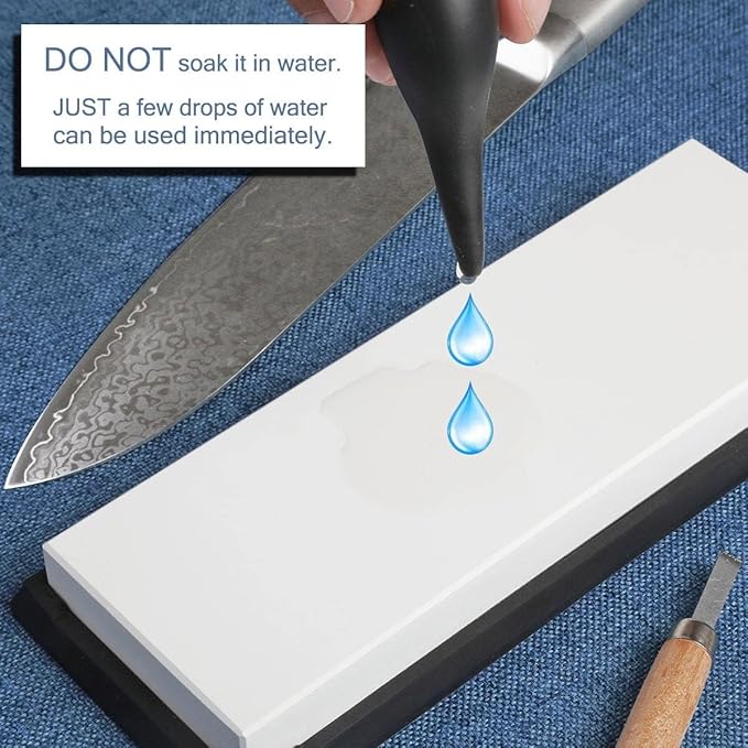 Glass Sharpening Stone with Non-slip Rubber Base, Professional Whetstone, Glass Stone 3000+15,000 Grit