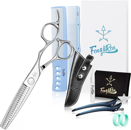 High-end Professional Hair Cut Thinning Scissors Hair Cutting Teeth Shears Barber Hairdressing Texturizing Scissor Extremely Very Sharp 6 Inch Stainless Steel Alloy For Men Women Salon& Home