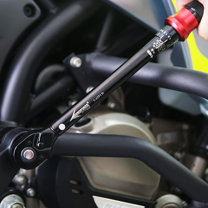 AEROFORCE 3/8-Inch Drive Torque Wrench竊?-45 lb.ft / 6.8-61.2 Nm),72 Tooth Dual Direction Reversible Ratchet, Dual Range Scales, Precision Calibrated for Bike, Motorcycle and Car Repair