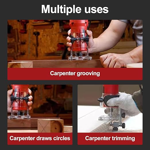 Router Tool 800W for Woodworking Tools Compact Edge Trimmer with 15 1/4" Router Bit Set 31000r/Min 110V,Tool Box Edge Guide, Roller Guide, Dust Hood