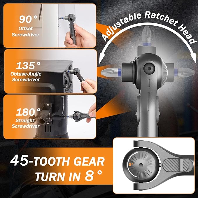 BoxedHome 40 in 1 Magnetic Ratchet Screwdriver Set, Multi Bit Screwdriver Kit with 180째 Adjustable Handle, S2 Bits and CR-V Socket Sets, Portable Tools for Computer, Electronics, Bike and Home Repair