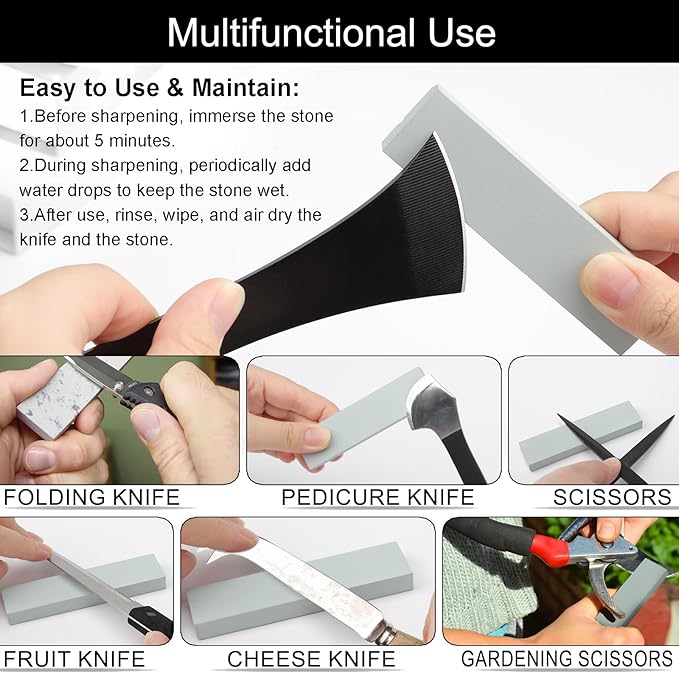 Segbeauty 1000 Grit Mini Whetstone Knife Sharpener Stone, 4pcs 3.8in Kitchen Knife Sharpener for Pocket Knives, Pocket Sharpening Stone Set for Pedicure Kit, Blade Sharpening Stones for Scissors Gray