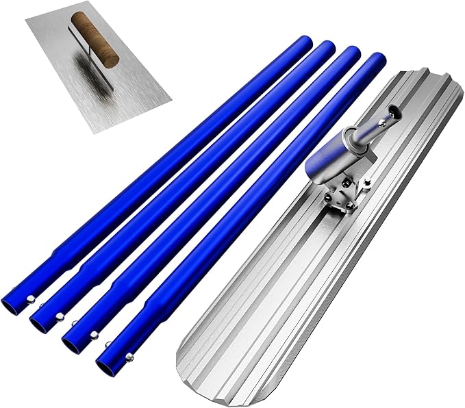 Bull Float Concrete Tools,48?쇺셹8?쇺?Aluminum Magnesium Alloy Concrete Float with 4x48?쇺?Combinable Handles,Screeding Tool Kit,Concrete Bull Float Kit for Concrete Finishing(Blue)