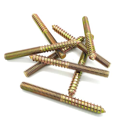 8 Pack 3/8-16 x 4 Inch Hanger Bolts 3/8-16" Double Headed Bolts 3/8 Wood Dowel Screw Self-Tapping Screw Hanger Bolts for Furniture Screws Double Screw Threaded Rods Bolt 100mm Length